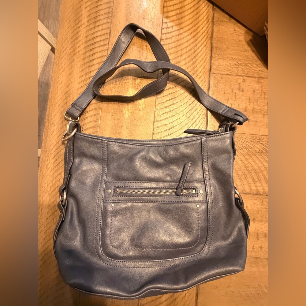 International Concepts Elegant Blue Leather Shoulder Bag